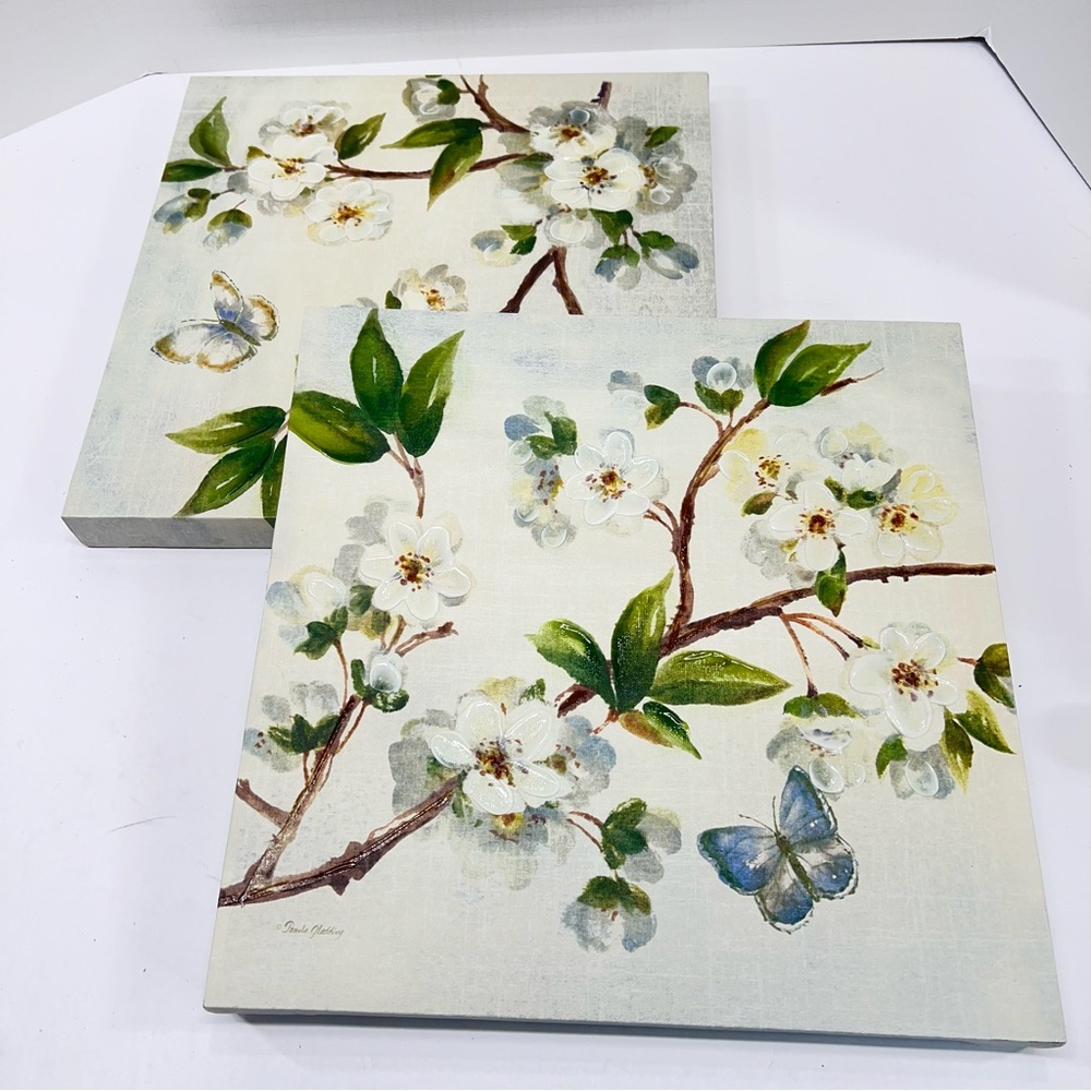 Pamela Gladding Floral Textured Wall Decor Hangings 14”x 14”
